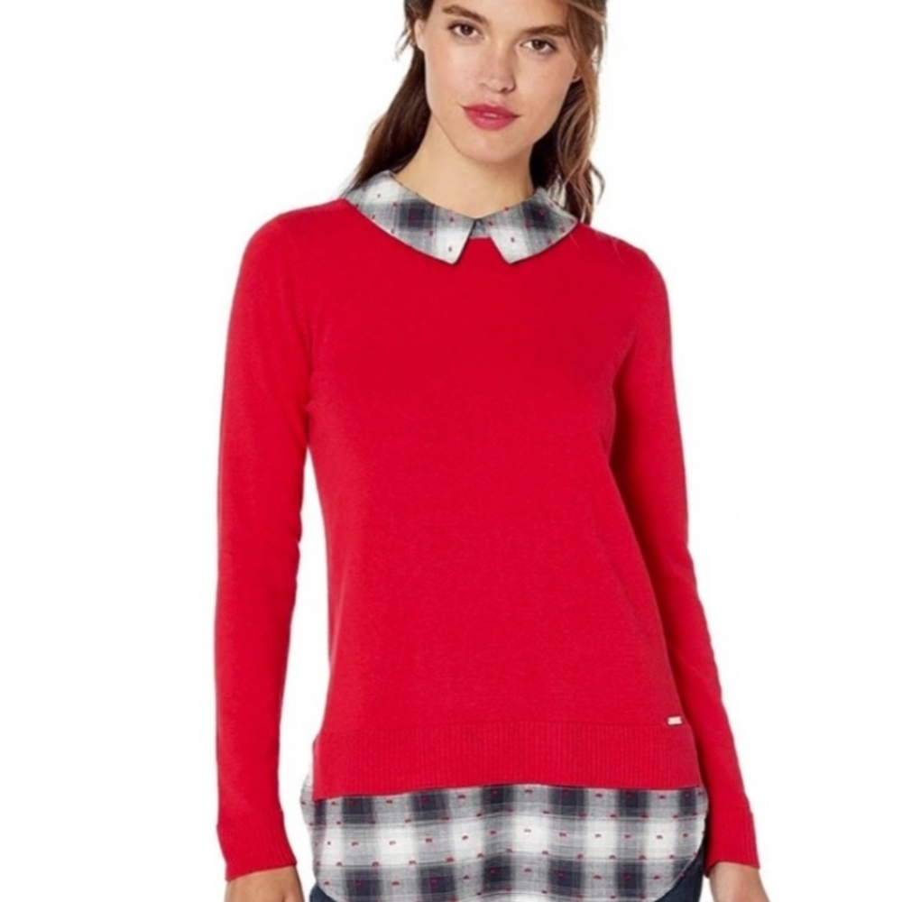 Tommy Hilfiger Vibrant Red Women's Peter Pan Collar Sweater Size XS